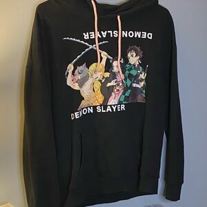 SMALL Demon Slayer Hoodie | Unisex | Black and Pink | Gently Used
